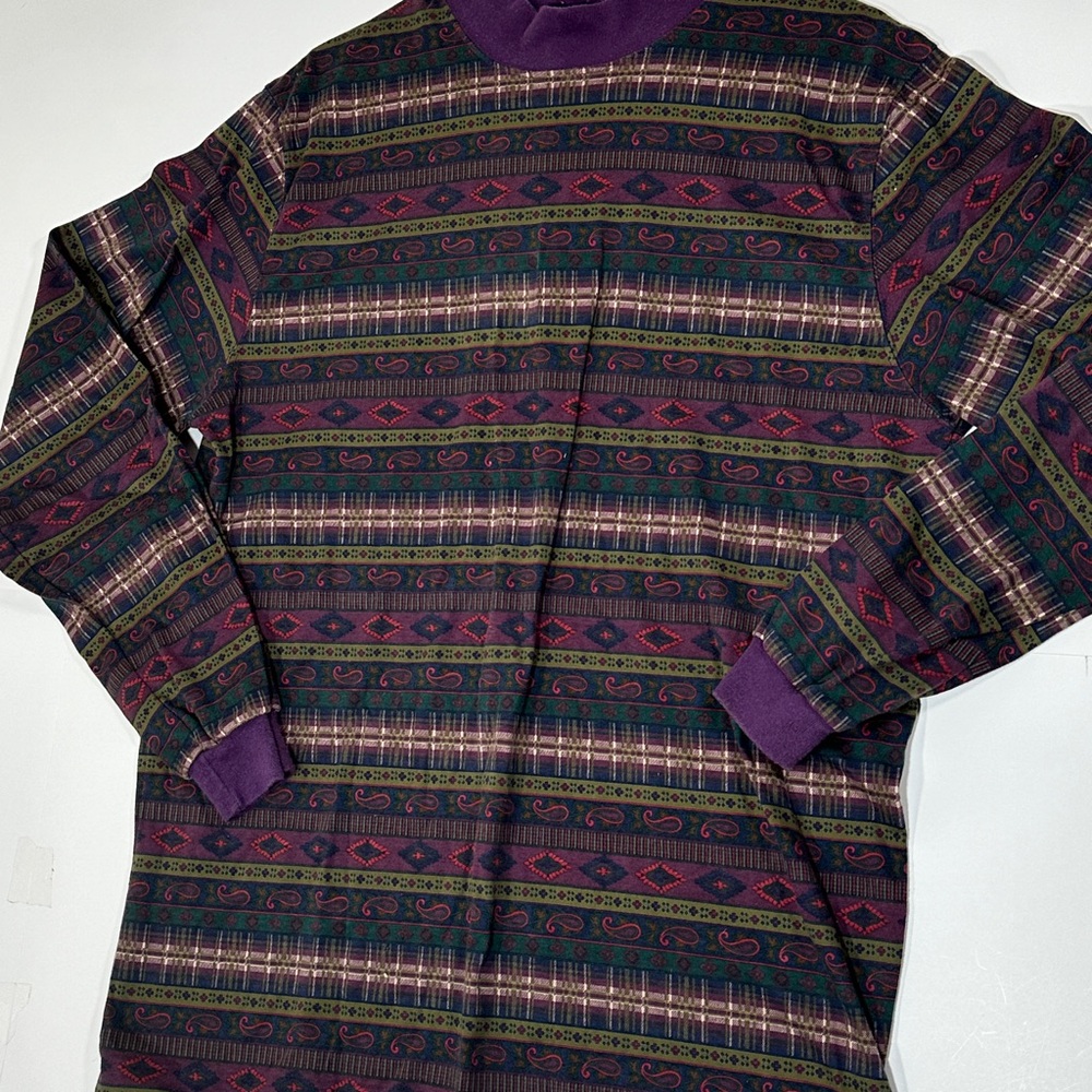 Vintage Lands End Aztec Western Long Sleeve Shirt Mens Size Large 42-44 USA Made - Picture 3 of 15
